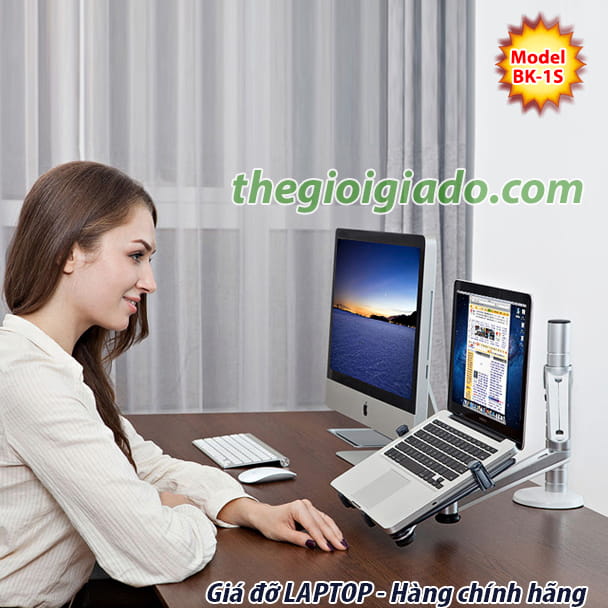 Giá đỡ LAPTOP kiêm giá đỡ MÁY TÍNH BẢNG loại tay dài 2 khuỷu BK-1S