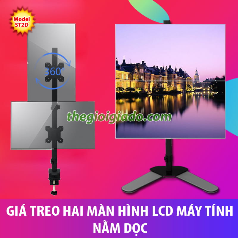 gi&aacute; đỡ hai m&agrave;n h&igrave;nh LCD m&aacute;y t&iacute;nh