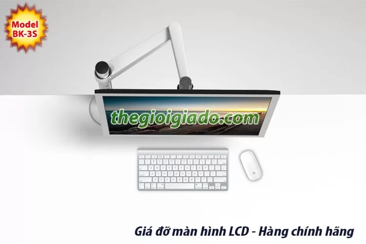 Giá đỡ màn hình LCD ĐƠN trên bàn làm việc loại tay dài 2 khuỷu BK-3S