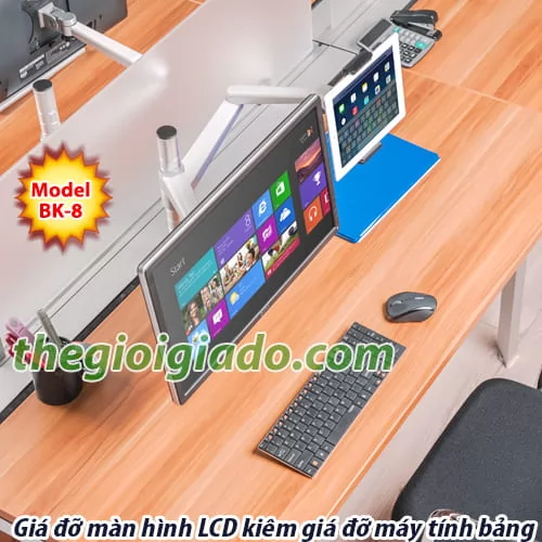 Giá đỡ màn hình LCD tay dài KIÊM giá đỡ MÁY TÍNH BẢNG tay ngắn BK-8
