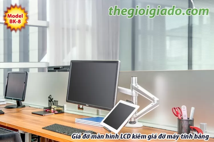 Giá đỡ màn hình LCD tay dài KIÊM giá đỡ MÁY TÍNH BẢNG tay ngắn BK-8