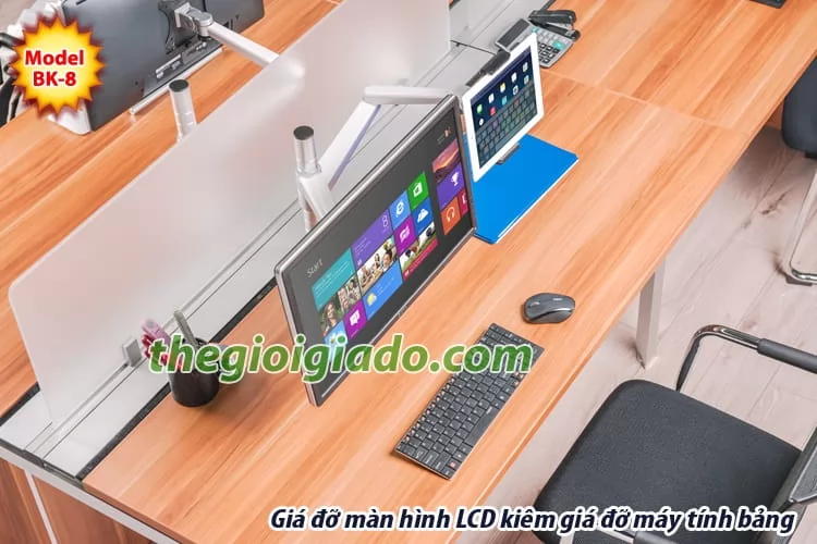 Giá đỡ màn hình LCD tay dài KIÊM giá đỡ MÁY TÍNH BẢNG tay ngắn BK-8