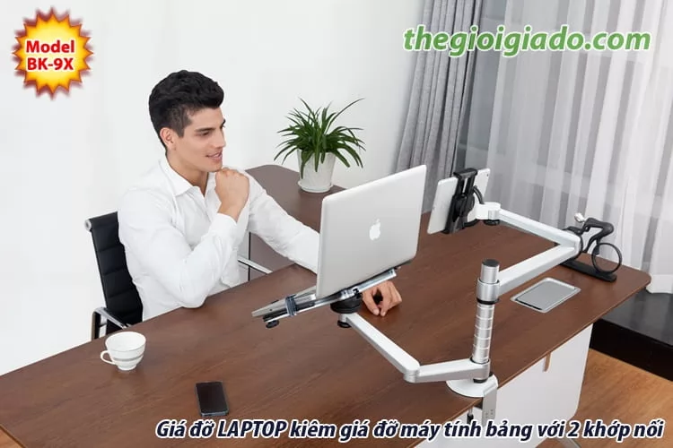 Giá đỡ LAPTOP tay dài KIÊM giá đỡ MÁY TÍNH BẢNG tay dài BK-9X