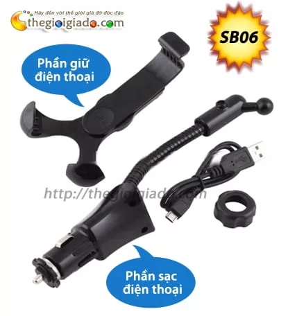 Giá đỡ điện thoại kiêm sạc trên ôtô Model SB06
