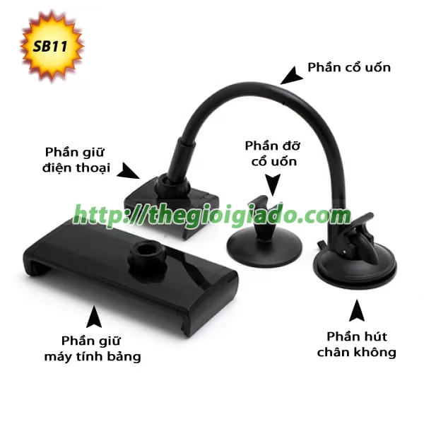 Giá đỡ máy tính bảng kiêm giá đỡ điện thoại trên xe hơi Model SB11